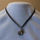 Round Grey Stone and Cross Necklace