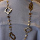 Beige Freshwater Pearl and Shell Necklace Set with Matching Earrings
