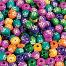 Wooden Flower Print Beads