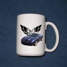 New Huge 15 Oz. Blue 2002 Pontiac Firebird Trans AM Convertible w/ Eagle LOGO  Mug