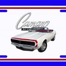 NEW 1967 White Chevy Camaro RS Convertible License Plate FREE SHIPPING!