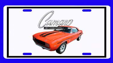 NEW 1969 Orange Chevy Yenko Camaro w/Camaro Logo License Plate FREE SHIPPING!