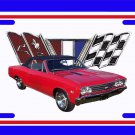 NEW 1966 Red Chevy Chevelle black top w/ Flag Logo License Plate FREE SHIPPING! NEW 1966 Red Chevy Chevelle black top w/ Flag Logo License Plate FREE SHIPPING!