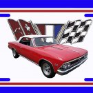 NEW 1966 Red Chevy Chevelle white top w/ Flag Logo License Plate FREE SHIPPING!