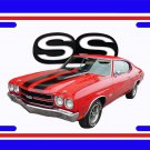 NEW 1970 Red w/Black Chevy Chevelle SS w/ SS Logo License Plate FREE SHIPPING! NEW 1970 Red w/Black Chevy Chevelle SS w/ SS Logo License Plate FREE SHIPPING!