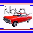 NEW 1966 Red Chevy Nova w/ Nova Logo License Plate FREE SHIPPING!
