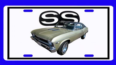 NEW 1968 Green Chevy Nova w/ SS Logo License Plate FREE SHIPPING!