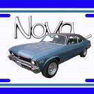 NEW 1972 Blue w/black vinyl Chevy Nova w/ Nova Logo License Plate FREE SHIPPING!