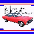 NEW 1972 Red w/black vinyl Chevy Nova w/ Nova Logo License Plate FREE SHIPPING! NEW 1972 Red w/black vinyl Chevy Nova w/ Nova Logo License Plate FREE SHIPPING!
