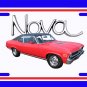 NEW 1972 Red w/black vinyl Chevy Nova w/ Nova Logo License Plate FREE SHIPPING!