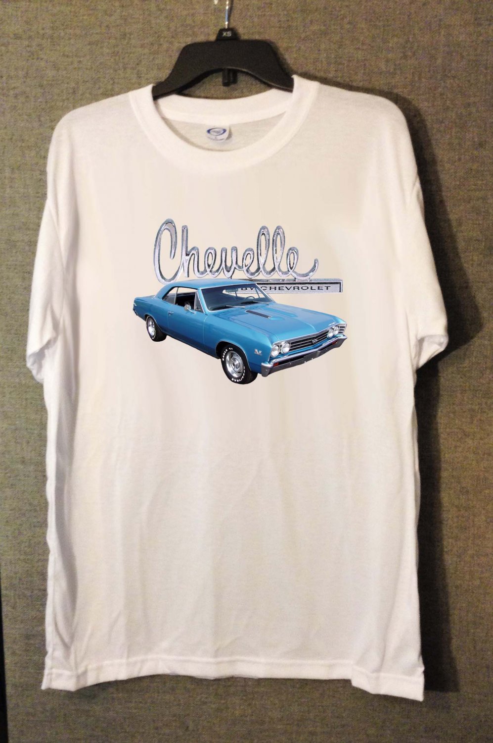New Blue 1967 Chevy Chevelle white T-shirt  (Small)