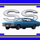 NEW 1969 Blue Chevy Chevelle SS w/ SS Logo License Plate FREE SHIPPING!