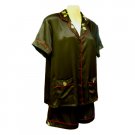 Sirisha Women's Satin Silk Shorty PJ's - Black, XXL