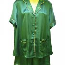 Sirisha Women's Satin Silk Shorty PJ's - Green, XXL