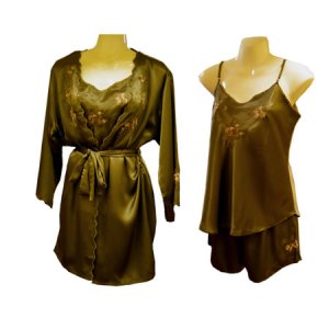Sirisha Satin Robe, Cami, Tap Pant, G2, SC, Bronze, Lg