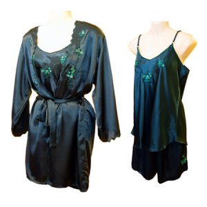 Sirisha Satin Robe, Cami, Tap Pant, G2, SC, Teal, XXL