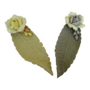 Rose On Leaf Ceramic Incense Holder, Lavender/Gray