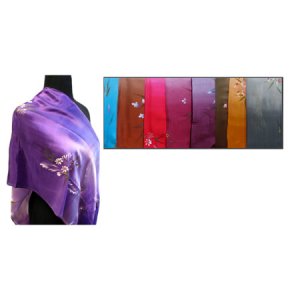 Handpainted Silk Scarves, Multicolors, Orange