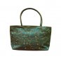 Floral Embroidered Silk Handbag, Aqua