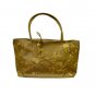 Rose Embroidered Silk Handbag, Tan