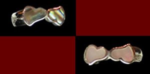 Sterling Silver/Pearlshell Hearts Ring, Abalone, 7