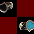 Sterling Silver/Stone Hearts Ring, 9, Turquoise