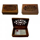 Hardwood Business Card Holder, Longevity Symbol