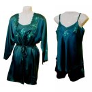 Sirisha Satin Robe, Cami, Tap Pant, G2, SC, Green, Lg