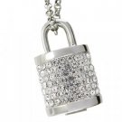 8GB USB Flash Drive Necklace - Jeweled Metal Lock New