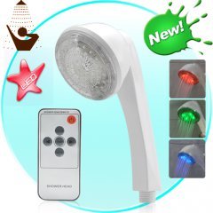 LED Color Changing Shower Head with Remote (White)