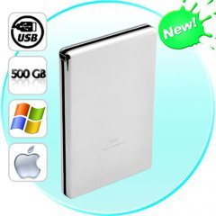Silver Arrow - Compact 500GB External HDD (PC and Mac)