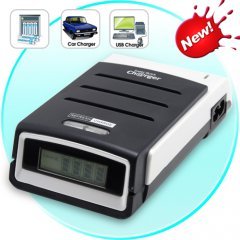 Battery Charger with LCD Screen and Rechargeable AA Batteries