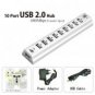 10 Port USB 2.0 Hub - 480Mbps Transfer Speed