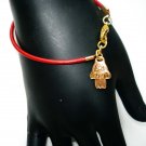 Gold plate double hamsa charm bracelet red cord kabbalah judaica