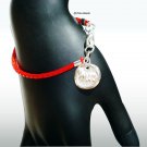 SILVER plate S.A.L coin with red leather bracelet Kabbalah Judaica