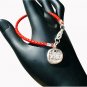 SILVER plate S.A.L coin with red leather bracelet Kabbalah Judaica