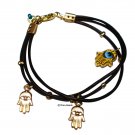 Triple Hamsa multi leather strands bracelet