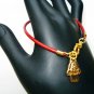 Gold plate double hamsa charm bracelet red cord kabbalah judaica
