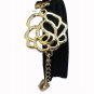 Black suede leather wrap bracelet with Elegant Rose charm