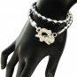 Silver Hamsa Braid leather wrap bracelet