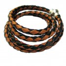 Braid black & brown Bolo leather wrap bracelet