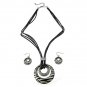 Fashion Pendant Necklace & Earring Set in Rhodium & Silver Tone