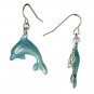 Dolphin Design Polished Silver Tone Ear Wire Earrings