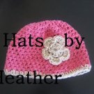 pink/beige flower accent hat