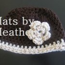brown/beige flower accent beanie