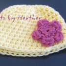 Yellow/pink flower beanie hat