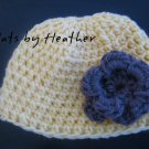 yellow/grey flower beanie