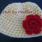 yellow/red flower beanie hat