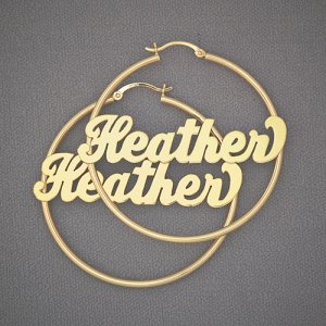 Personalized 14k Gold Name Hoop Earrings 2 Inch Gh016n