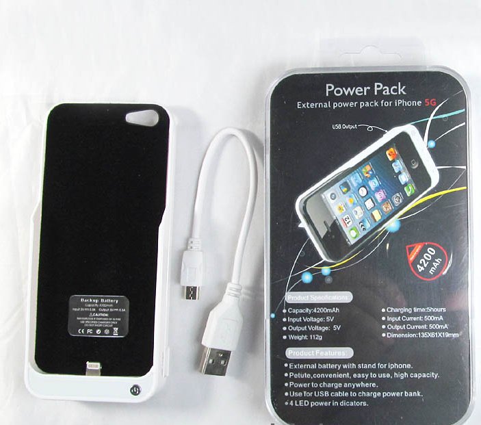 4200 mAh external backup battery case for iPhone 5 with stand